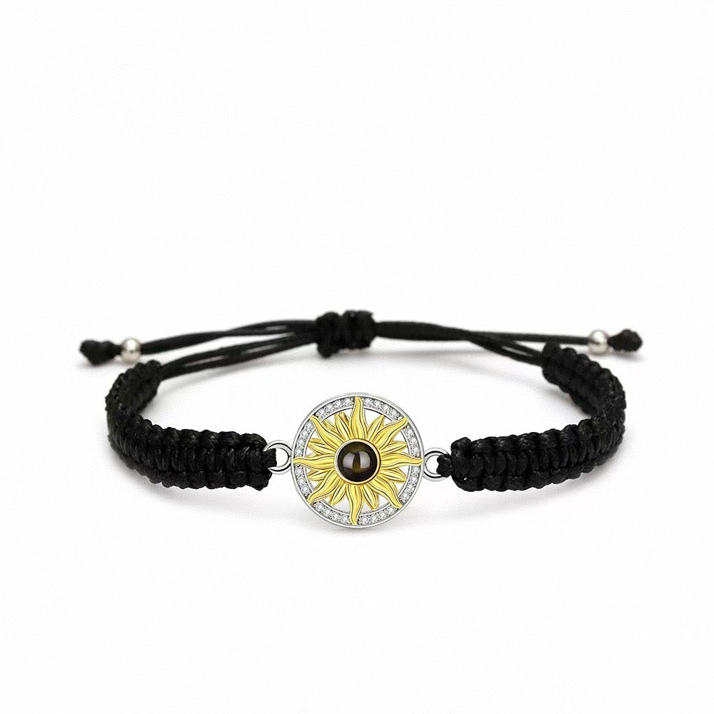 Photo projection sunflower woven wristband