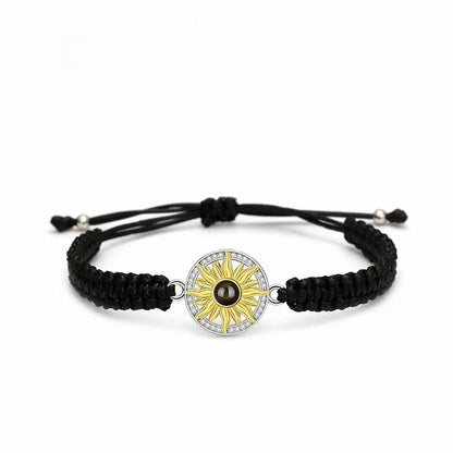 Photo projection sunflower woven wristband