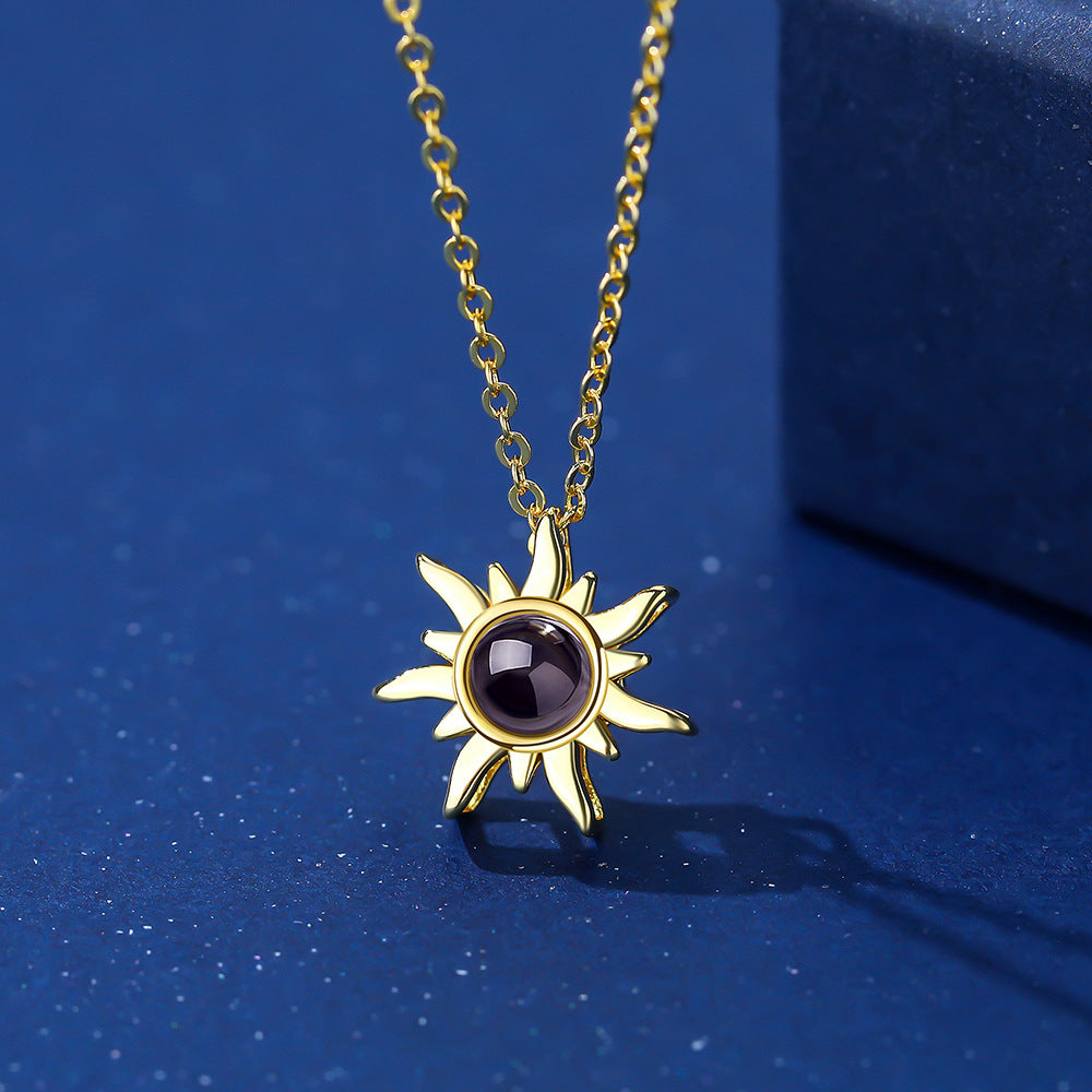 Photo projection sunflower necklace