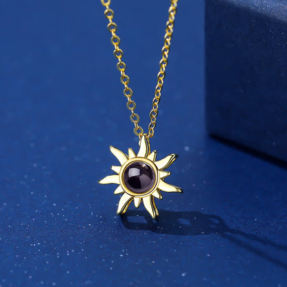 Photo projection sunflower necklace