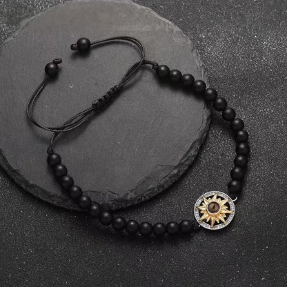 Sunflower photo projection natural stone bracelet
