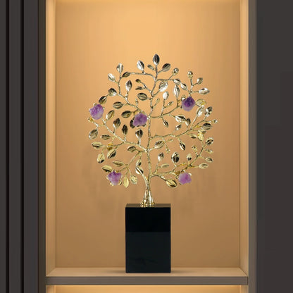 Nuevos adornos decorativos de árbol de la fortuna de amatista de estilo chino