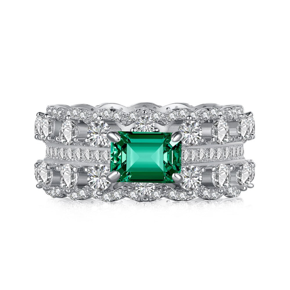 Retro high-end zircon emerald ring - jewelryweilin