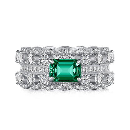 Retro high-end zircon emerald ring - jewelryweilin