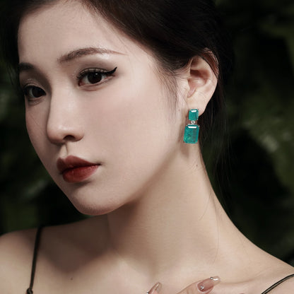 High-end clear blue earrings - jewelryweilin