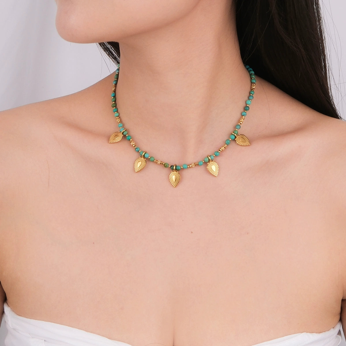 Basket of gold leaf necklace