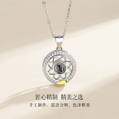 Photo projection sun and moon necklace