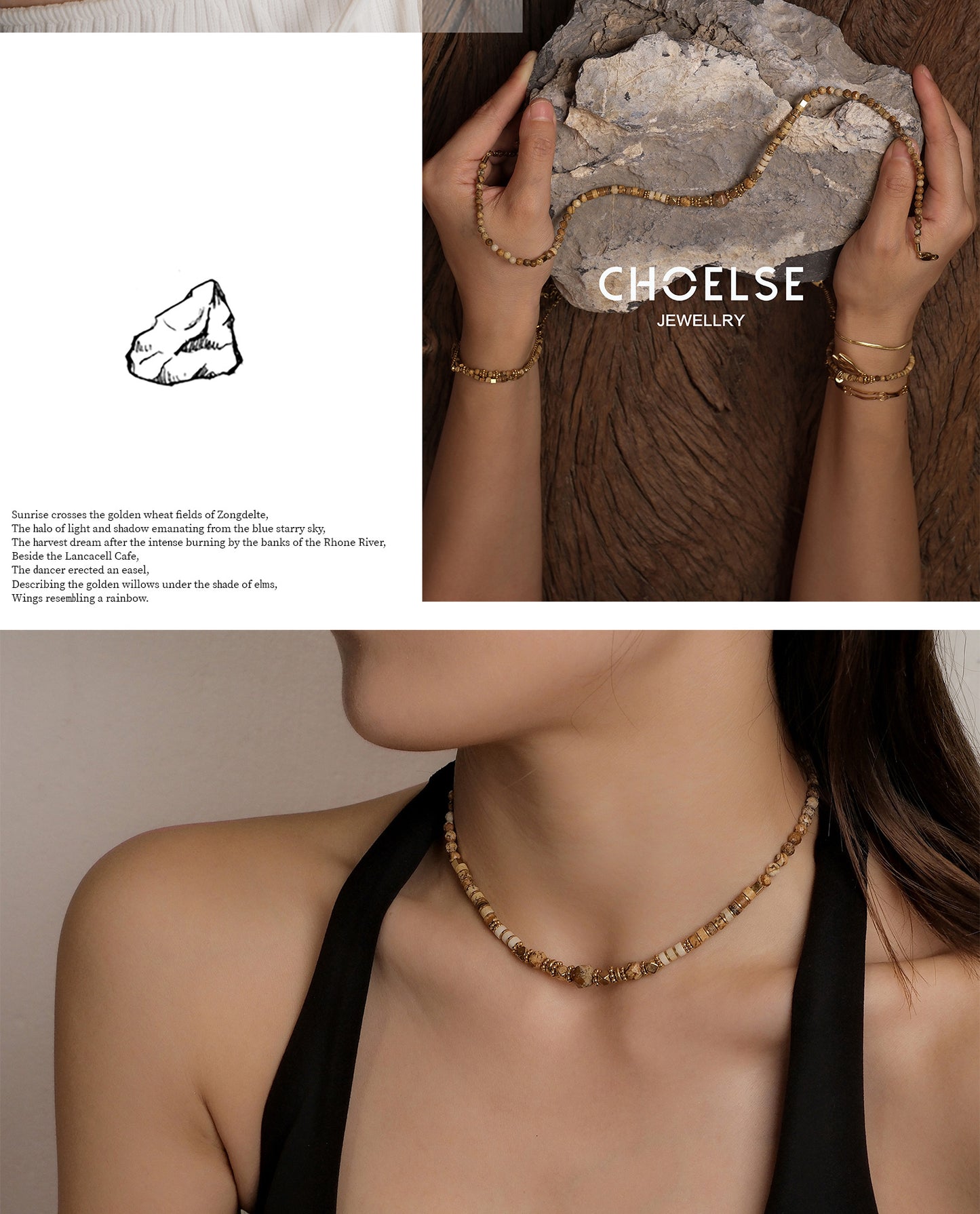 Golden wheat harvest necklace