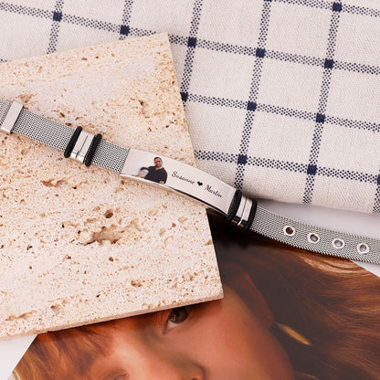 Engraved woven men's bracelet