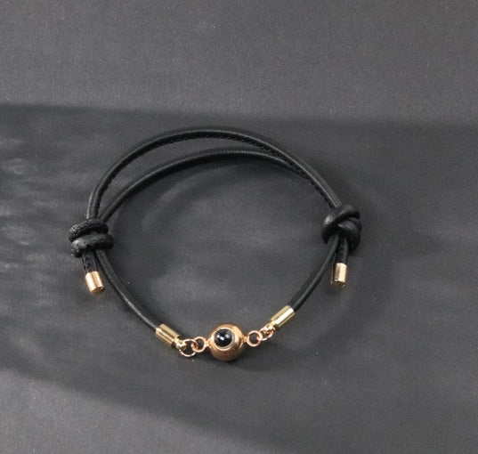 Photo projection leather cord bracelet