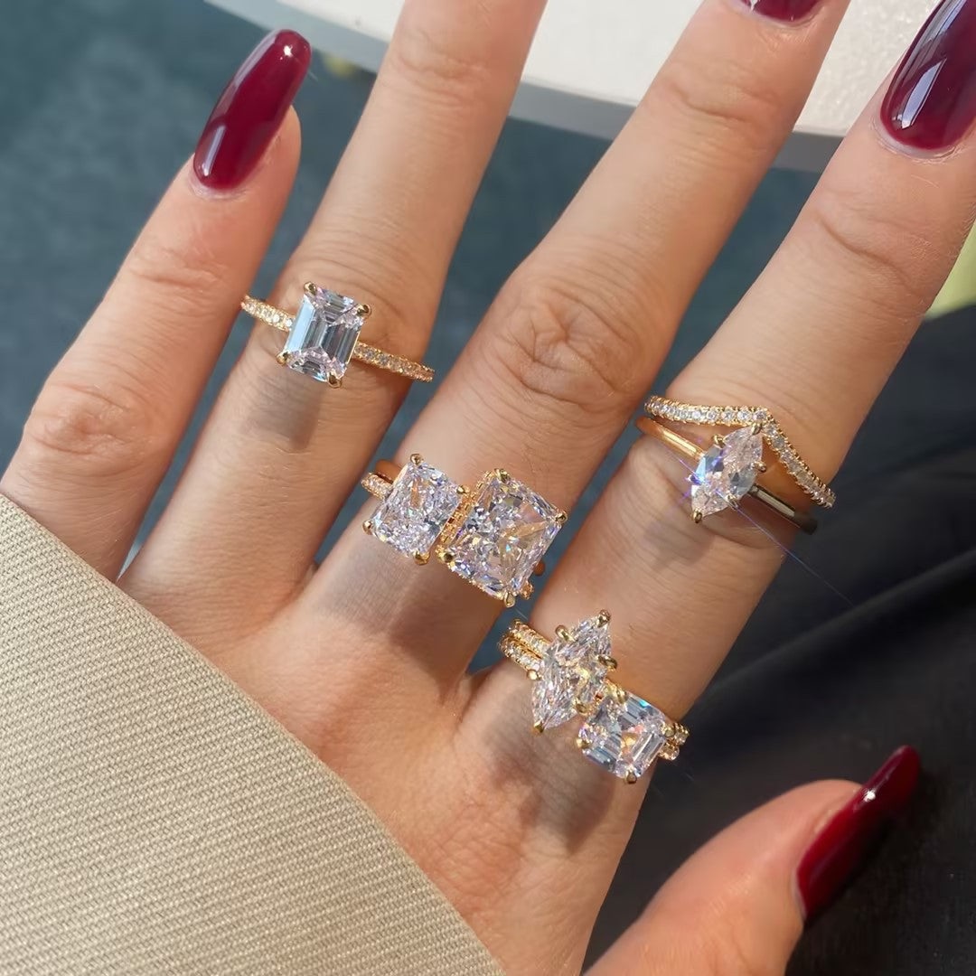 Temperament high carbon diamond stacking ring - jewelryweilin