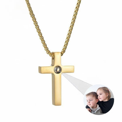 Photo Projection Cross Necklace