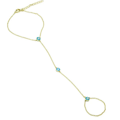 Delicate gold ring finger chain