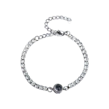 Colored diamond projection photo bracelet