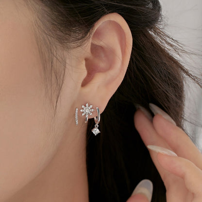 Fashionable and personalized zircon eight-pointed star earrings - jewelryweilin
