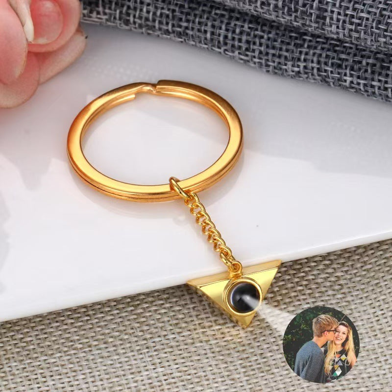 Photo projection triangle necklace