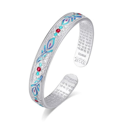 New Chinese style ancient heart sutra phoenix enamel bracelet