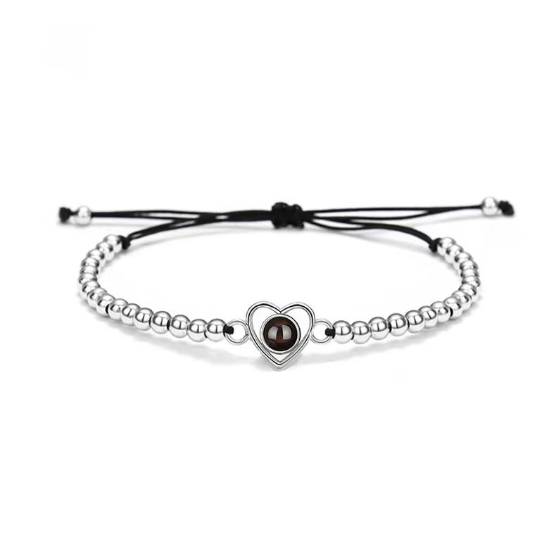 Love heart projection photo beaded bracelet weaving