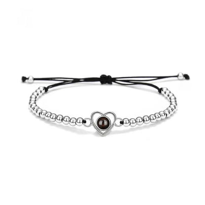 Love heart projection photo beaded bracelet weaving