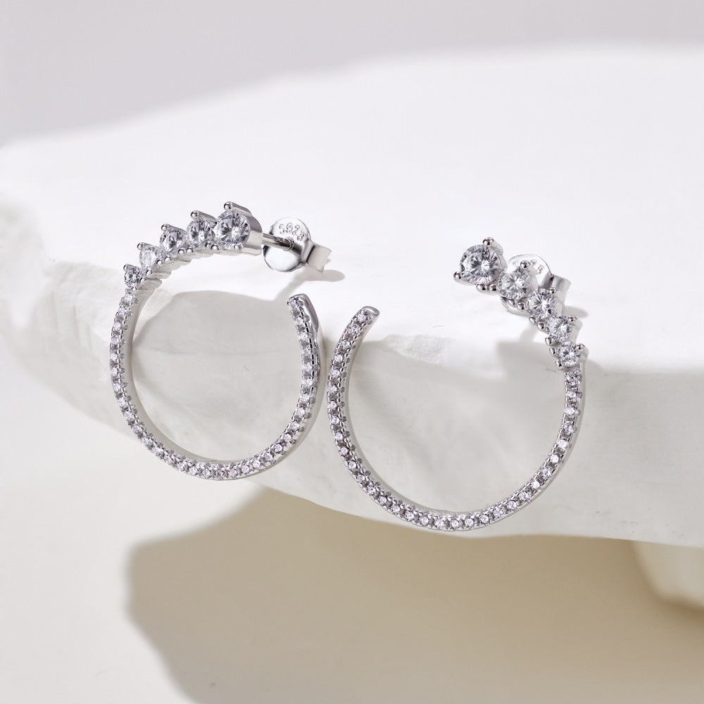 Fashionable hoop design micro-paved zircon earrings - jewelryweilin