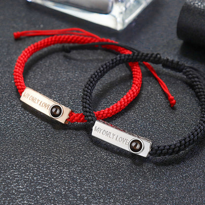 Photo projection S925 silver woven bracelet