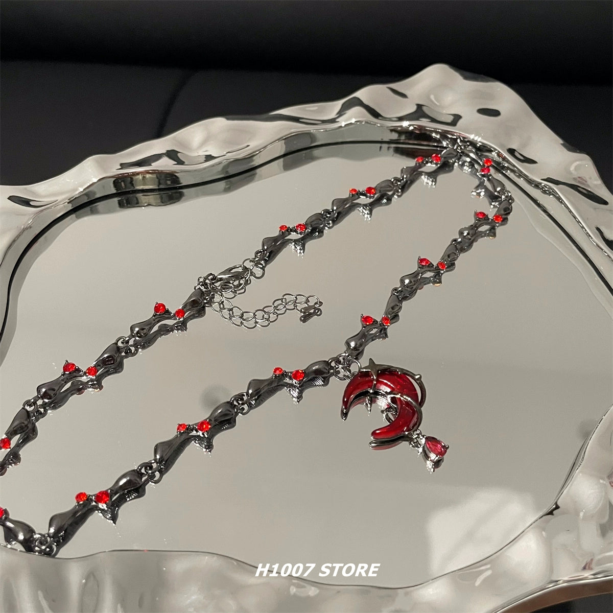 Hip Hop Dark Star Moon Necklace