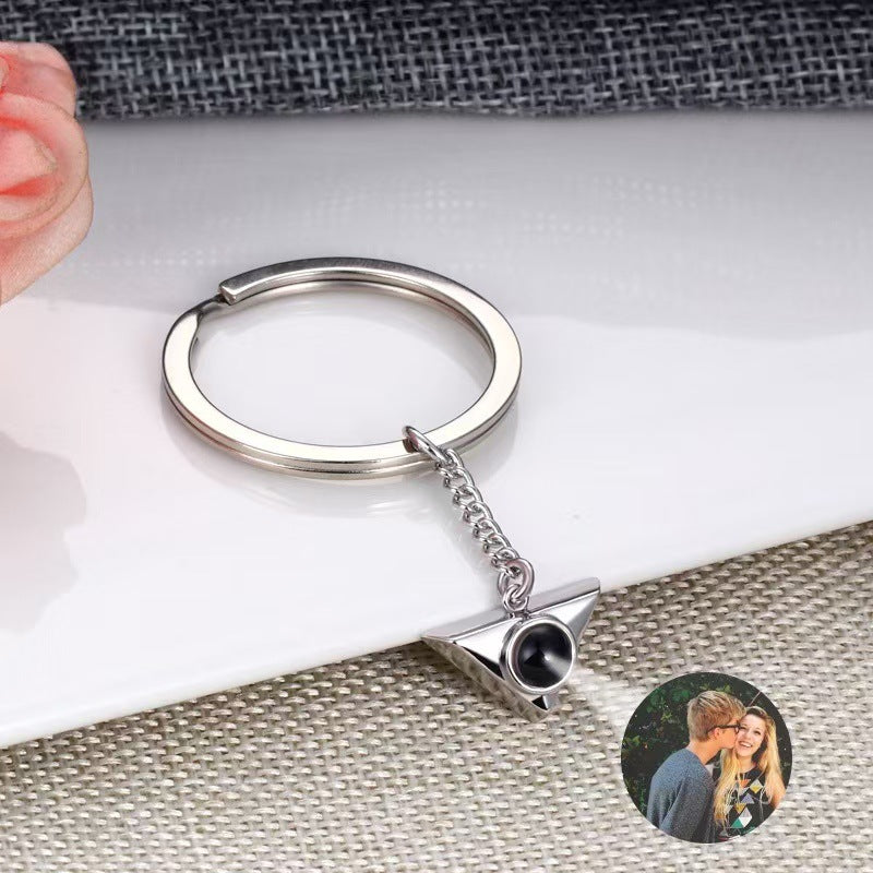 Photo projection triangle necklace