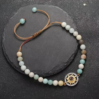 Sunflower photo projection natural stone bracelet