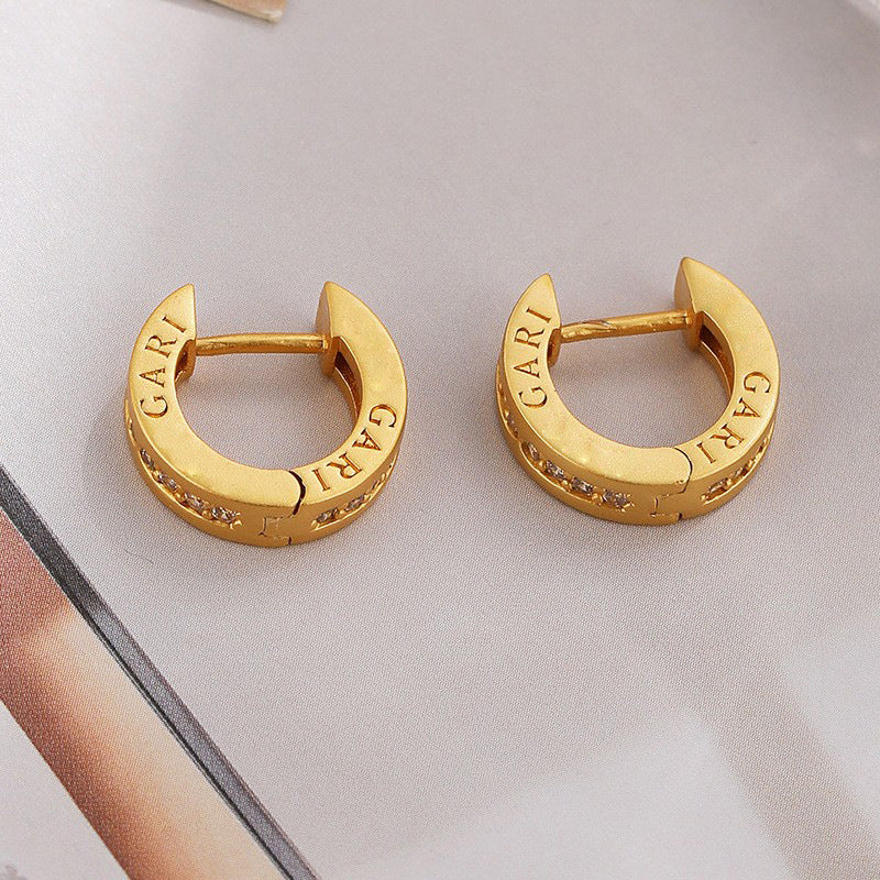Simple high-end vintage zircon c-shaped earrings - jewelryweilin
