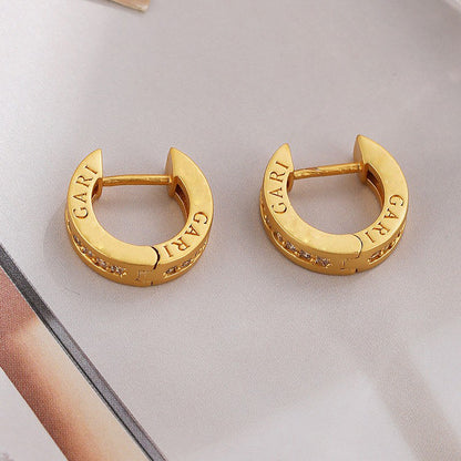 Simple high-end vintage zircon c-shaped earrings - jewelryweilin