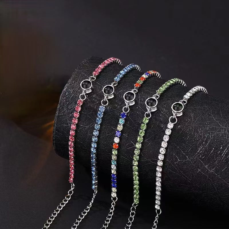 Colored diamond projection photo bracelet