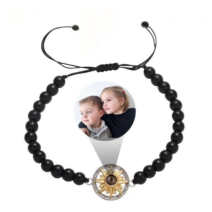 Sunflower photo projection natural stone bracelet