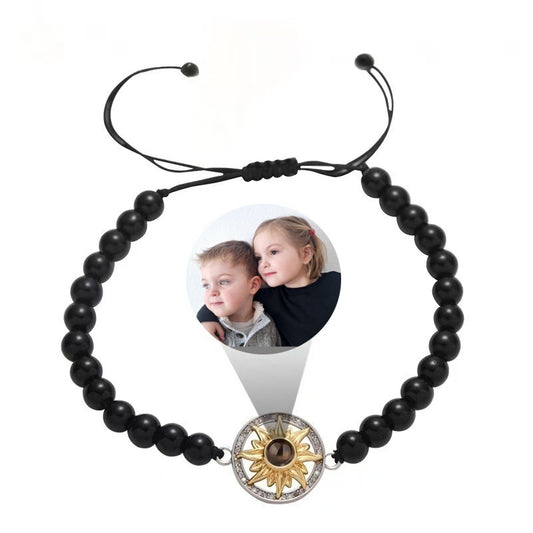 Sunflower photo projection natural stone bracelet