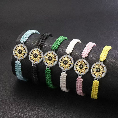 Photo projection sunflower woven wristband