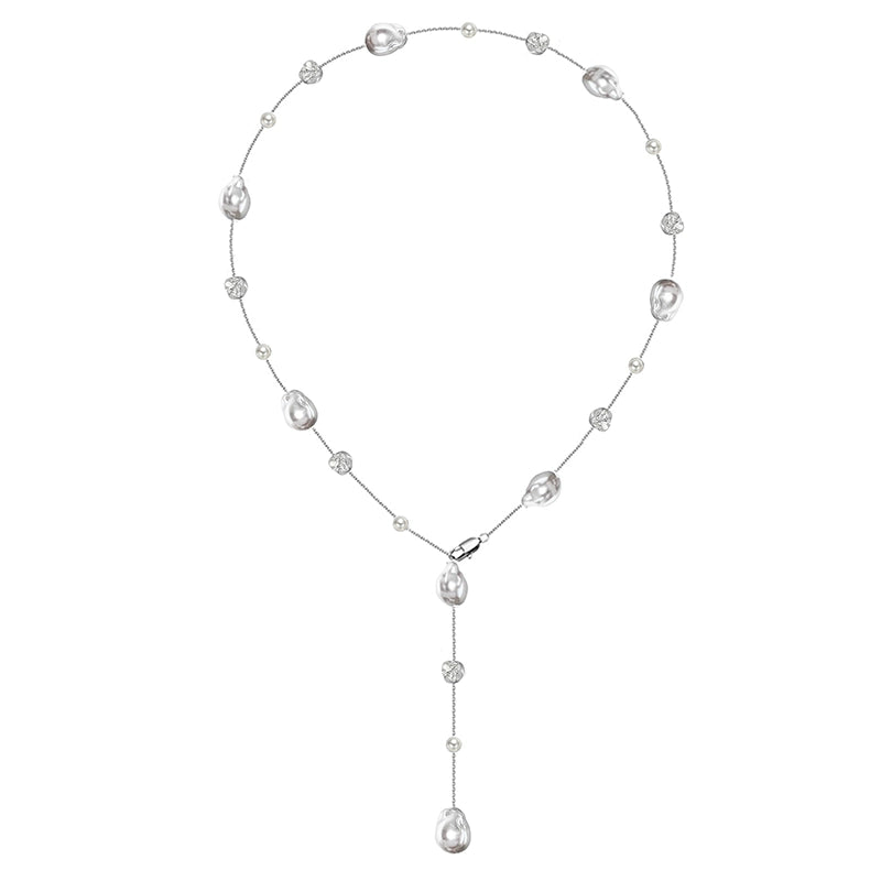 Pearl long pendant necklace