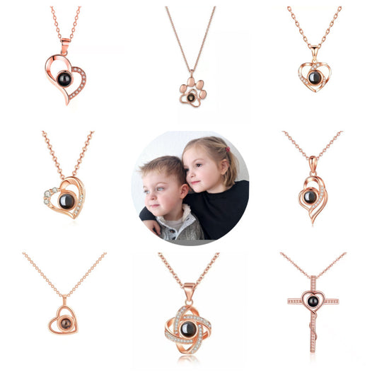 Photo projection pendant necklace