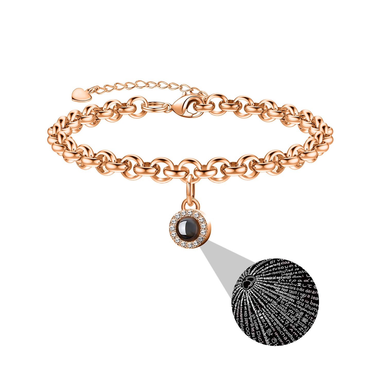 Projection photo round bubble couple bracelet