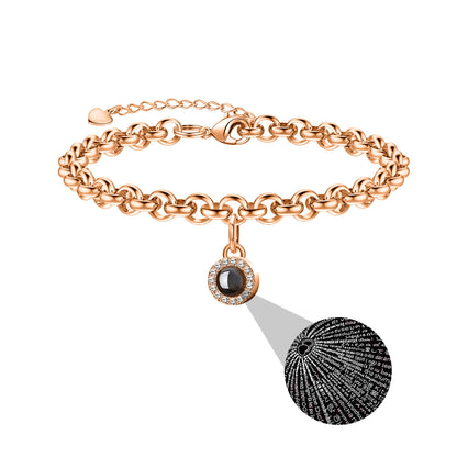 Projection photo round bubble couple bracelet