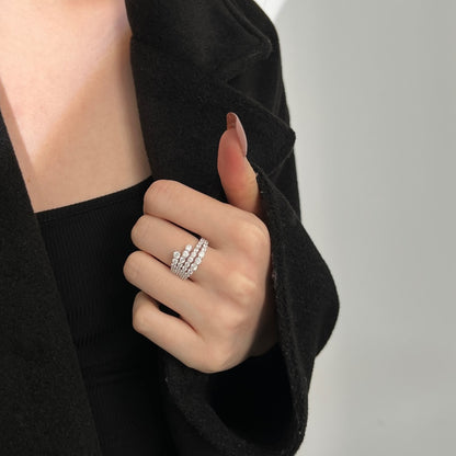 Fashionable and personalized spiral full diamond ring - jewelryweilin