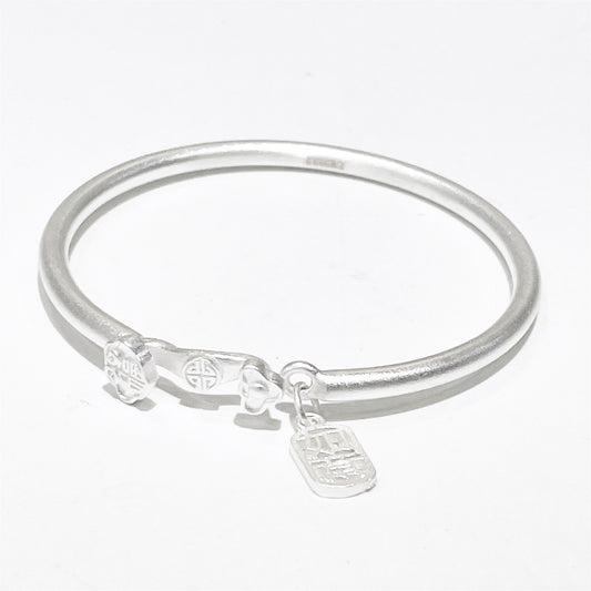 Ancient auspicious plain ring sterling silver bracelet
