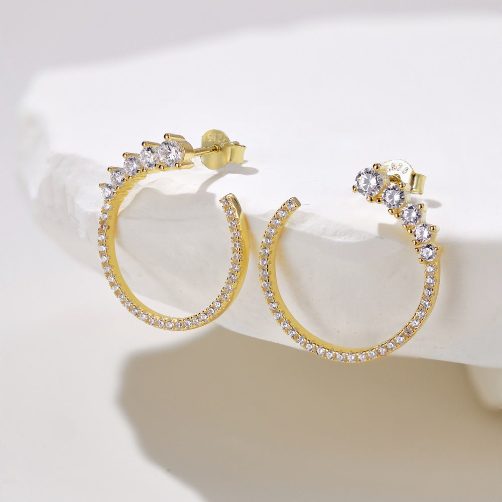 Fashionable hoop design micro-paved zircon earrings - jewelryweilin