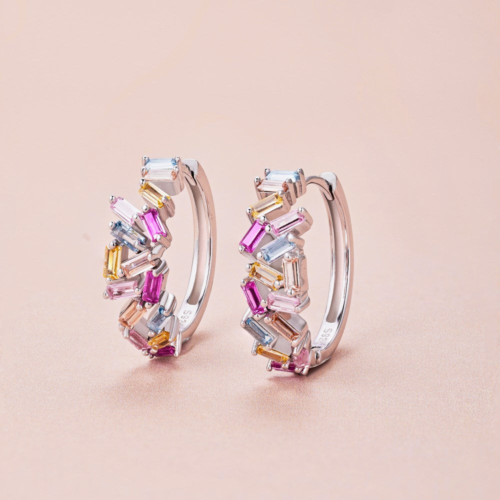 Rainbow inlaid colored zircon earrings - jewelryweilin