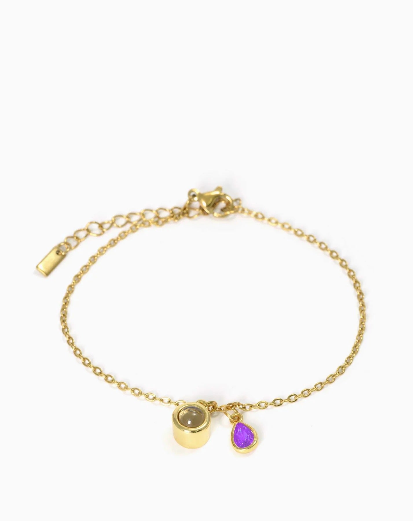 Photo projection water droplet shape zodiac stone bracelet