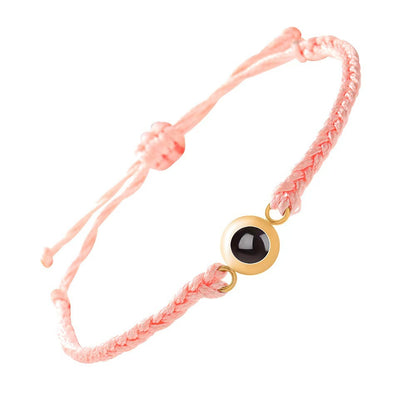 Photo projection woven couple's bracelet