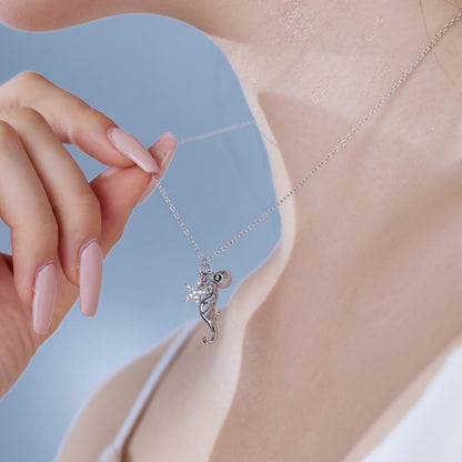 Women's simple high-end zircon star shell necklace - jewelryweilin