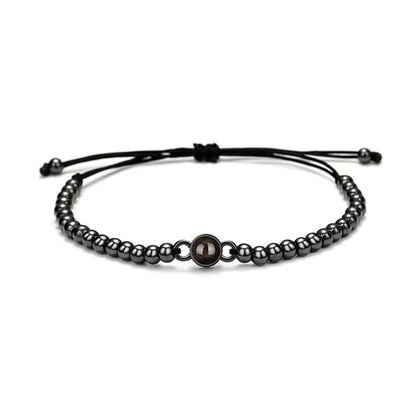 Photo projection woven magnetic stone bracelet