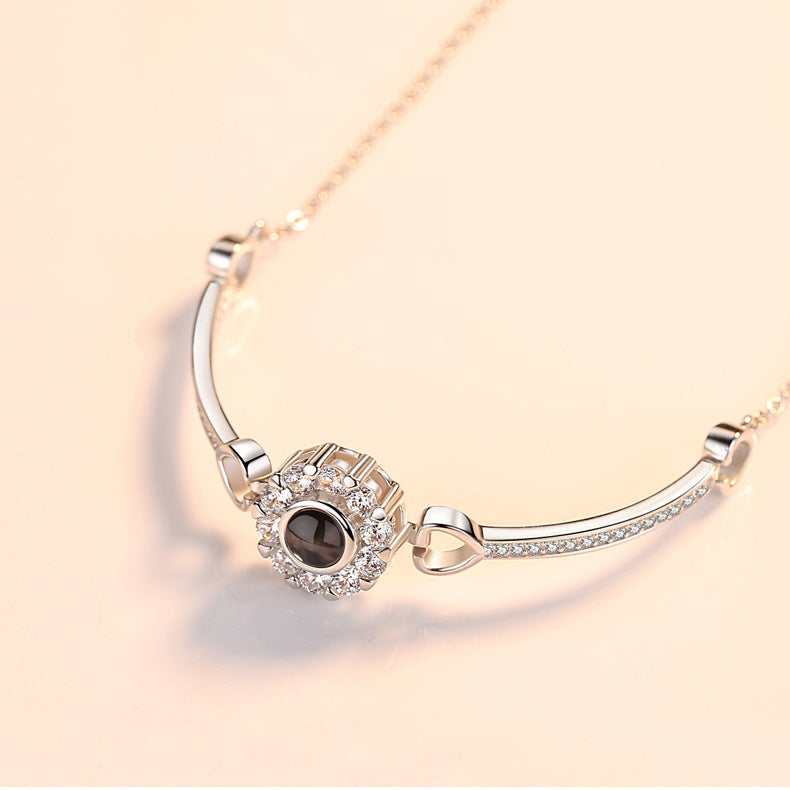 Photo projection zircon sunflower bracelet