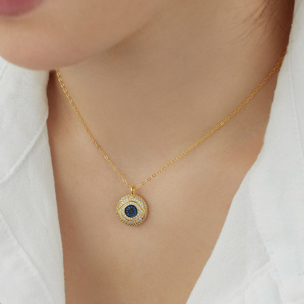 Simple and stylish personality round devil eye necklace - jewelryweilin