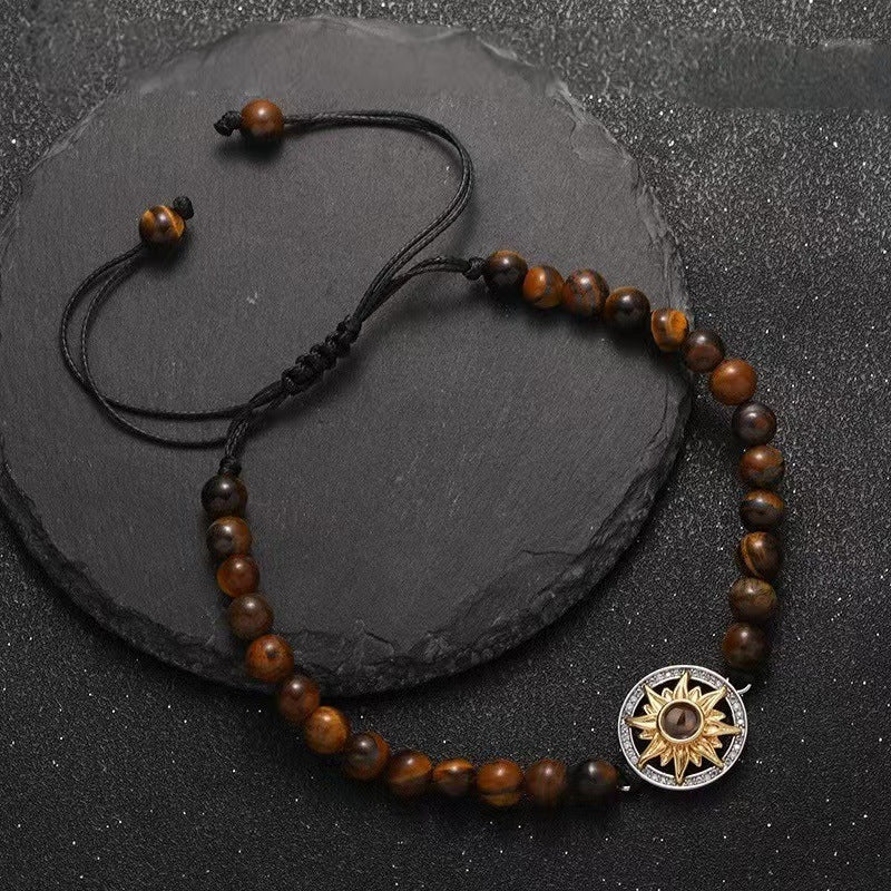 Sunflower photo projection natural stone bracelet