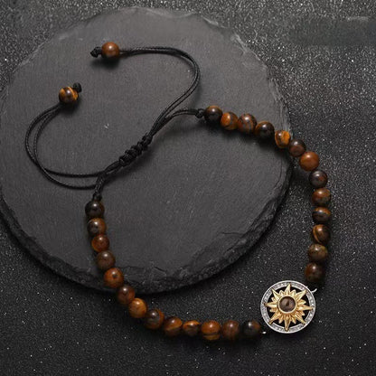 Sunflower photo projection natural stone bracelet